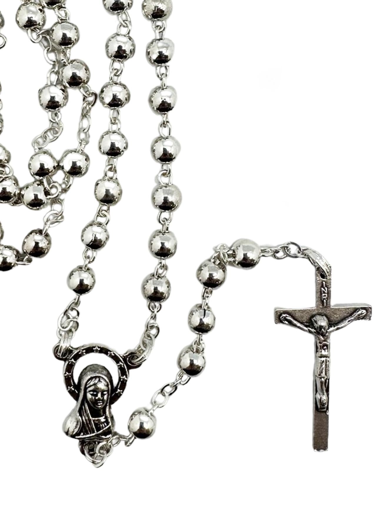 GOLD / SILVER PLATED METAL ROSARY – 5MM ROUND BEADS