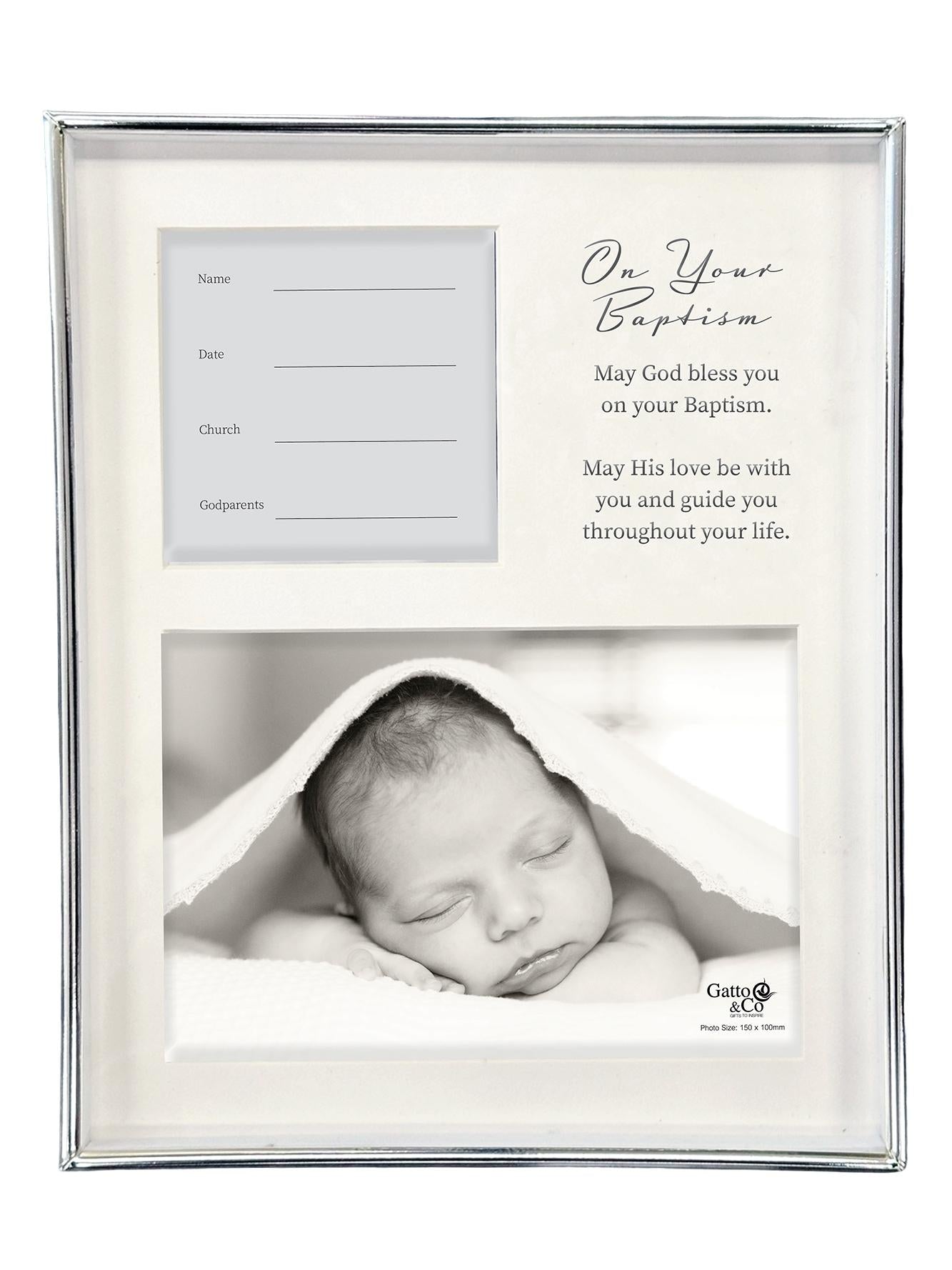 Baptism Frame – Silver with Details – 4 x 6