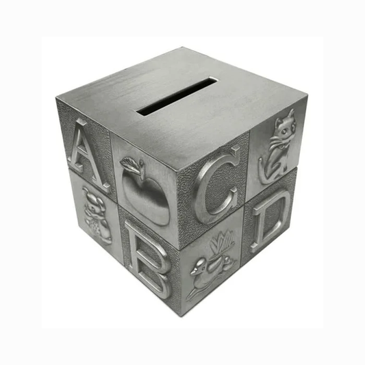 ABC Cube Pewter Money Bank