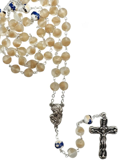 FROSTED GLASS ROSARY – ROUND BEADS