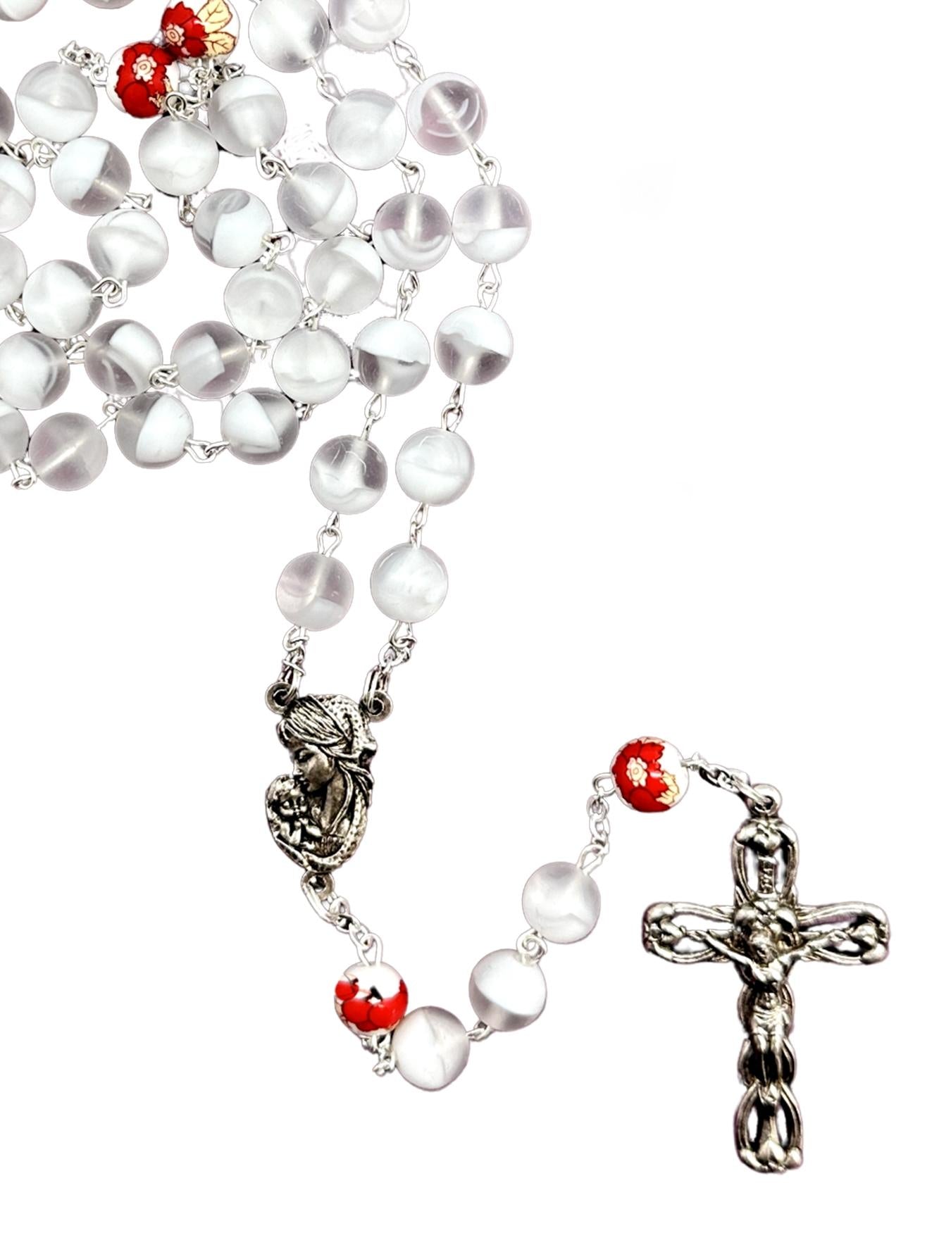 FROSTED GLASS ROSARY – ROUND BEADS