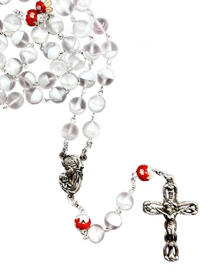 FROSTED GLASS ROSARY – ROUND BEADS