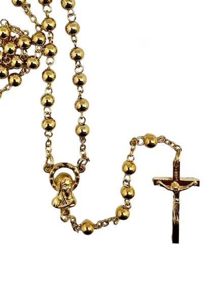 GOLD / SILVER PLATED METAL ROSARY – 5MM ROUND BEADS