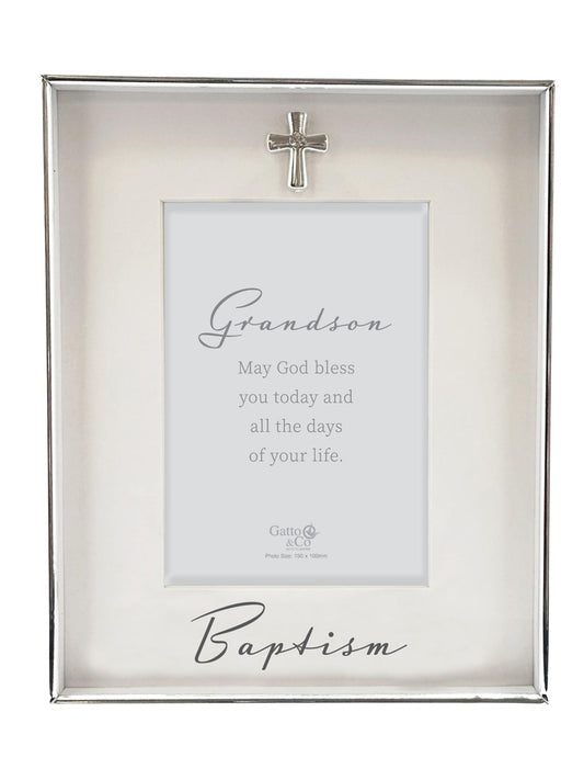 Baptism Frame with Motif – Grandson – 6 x 4