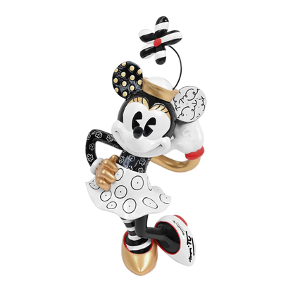 Disney Britto Minnie Mouse with Flower Hat Black & Gold Figurine