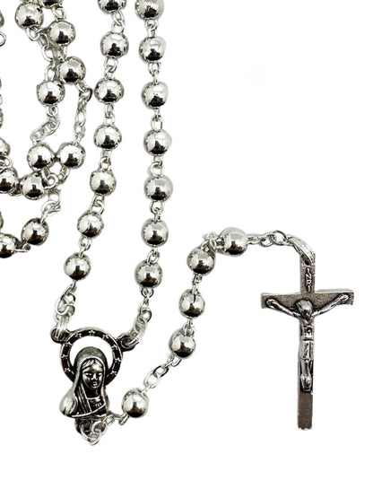 GOLD / SILVER PLATED METAL ROSARY – 5MM ROUND BEADS