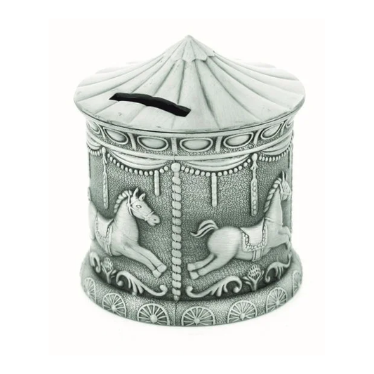 Carousel Pewter Money Bank